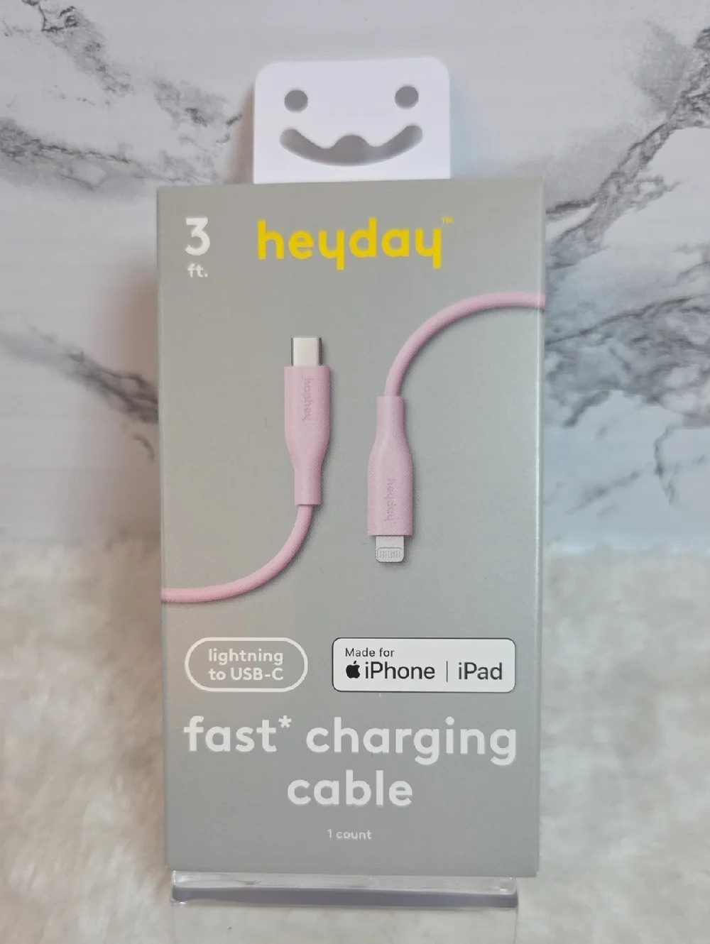 heyday Pink Lightning to USB-C Fast Charging Cable - 3 ft NWT